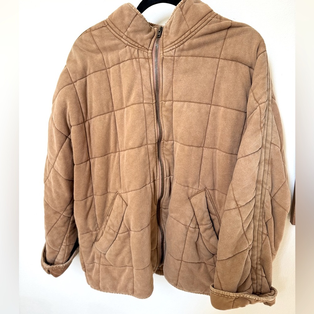 Free People Dolman Quilted Knit Jacket in Toasted Coconut
